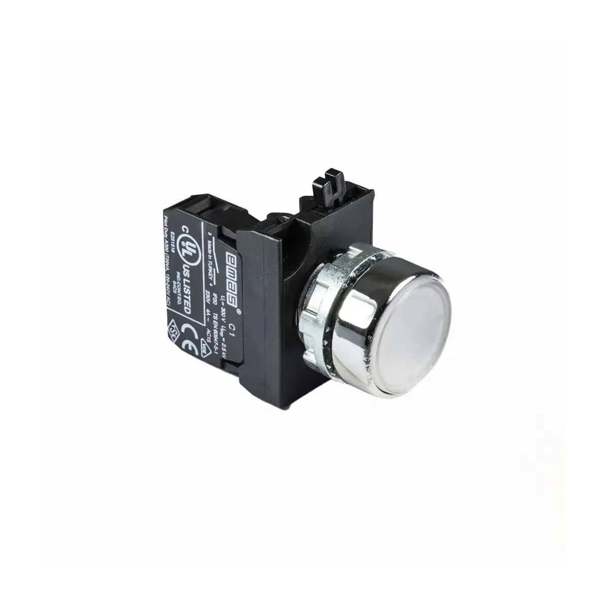 Emas CM Serisi Metal Düz Yaylı Tip Beyaz Buton 1NO 22mm IP65