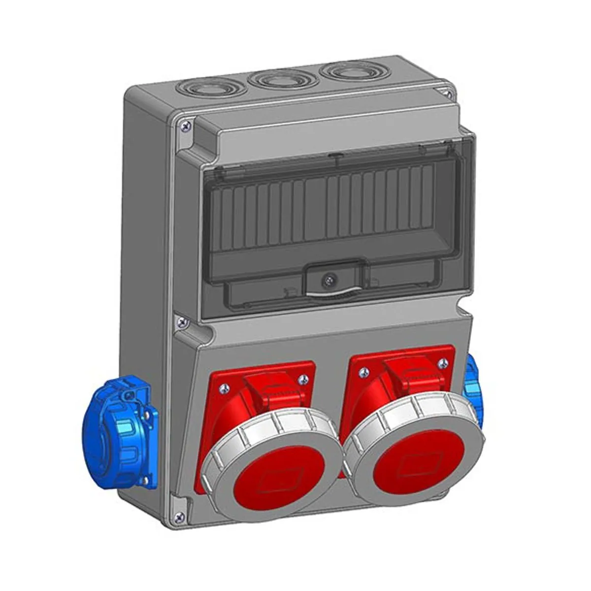 Mete Enerji 7003505CB502 2 adet 4x16A IP67 Eğik Makine Prizi Önde + 2 adet 1x16A IP66/68 Pano Prizi Yanda