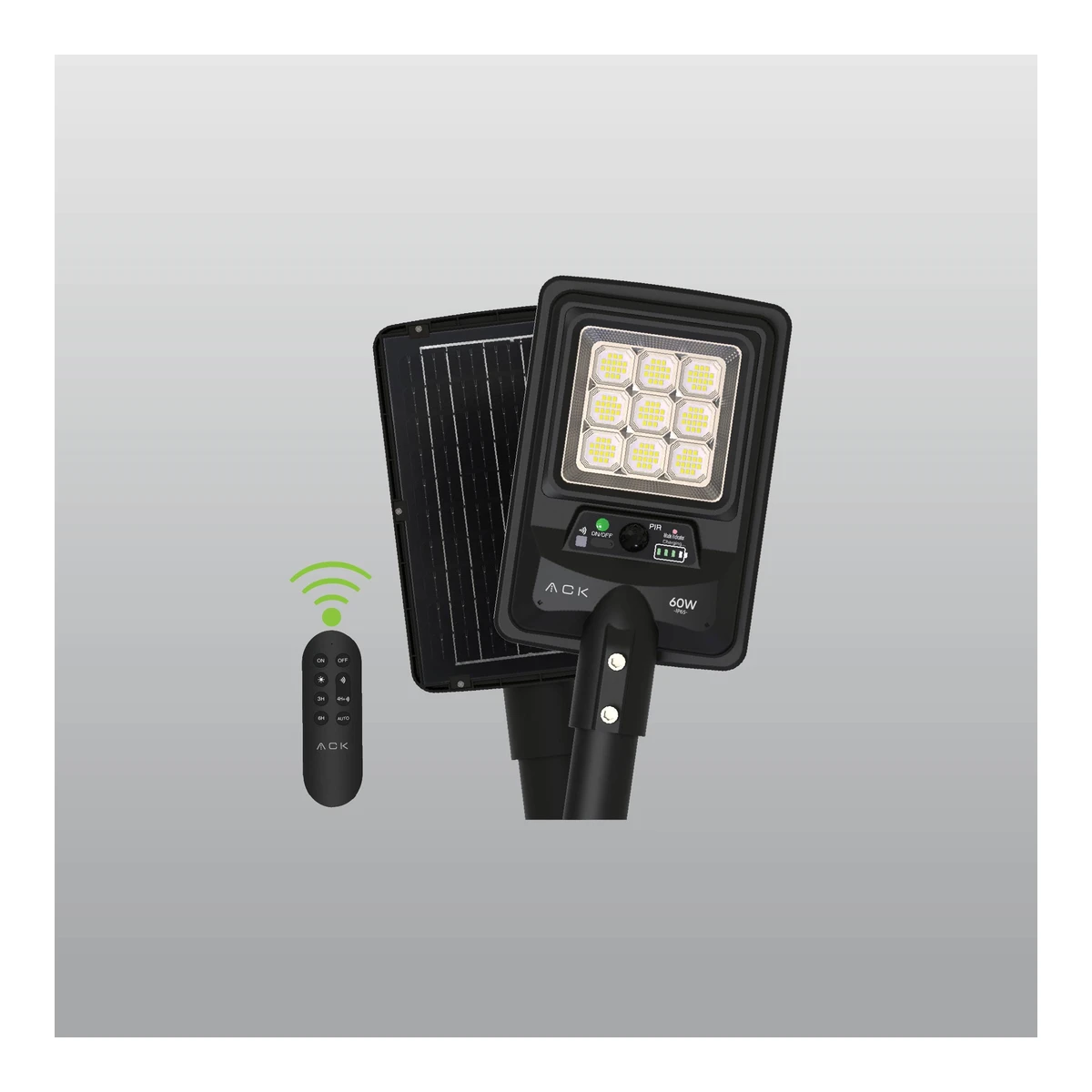 ACK AT42-06031 Solar LED Sokak Armatürü 60W 6500K Siyah — temsili üretici aile görseli