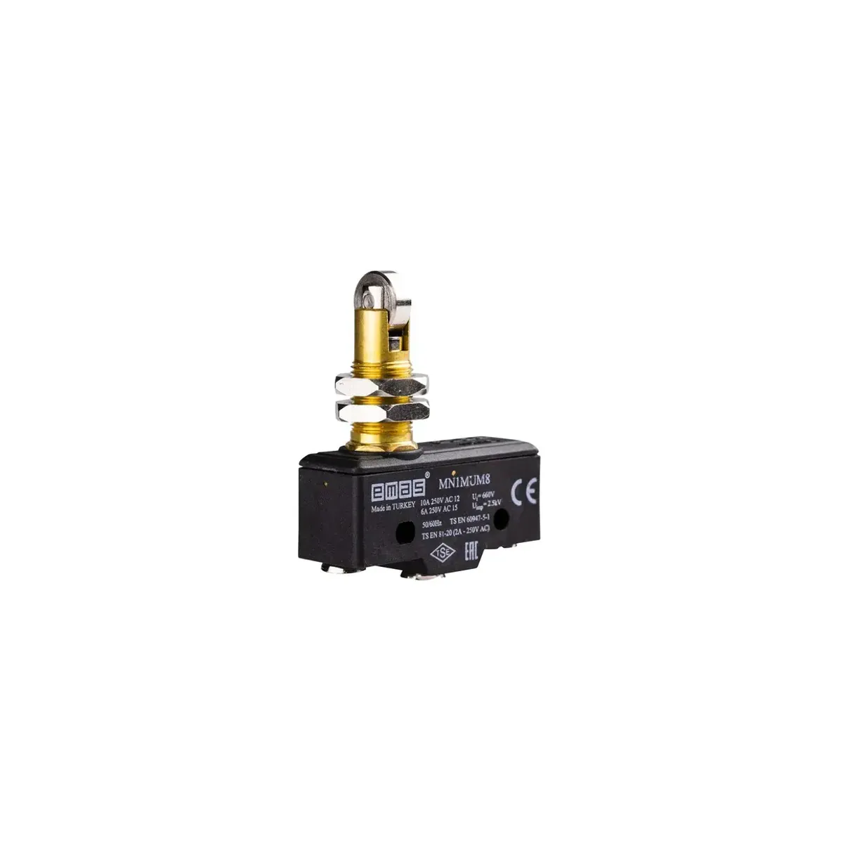 Emas Metal Makaralı Pimli 1CO MN1 Serisi Plastik Mini Switch MN1MUM8