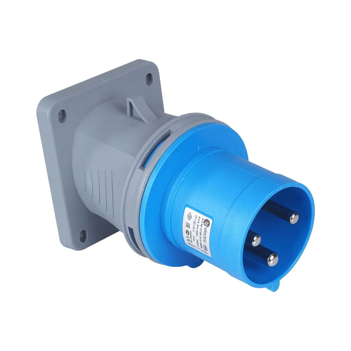 TP Elektrik 3128-318-0900 CEE 3x63A Makine Fişi (eğik) (100x107), IP 44, 6h