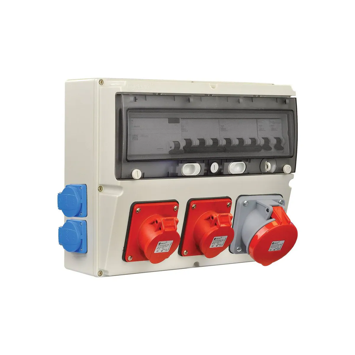 TP Elektrik 3359-004-5731 360x300 Priz Montajlı Kombinasyon Kutusu, 5x16A ve 5x32A ve 5x63A Prizli, Sigortalı, Kaçak Akımlı, Kablajlı, IP 66