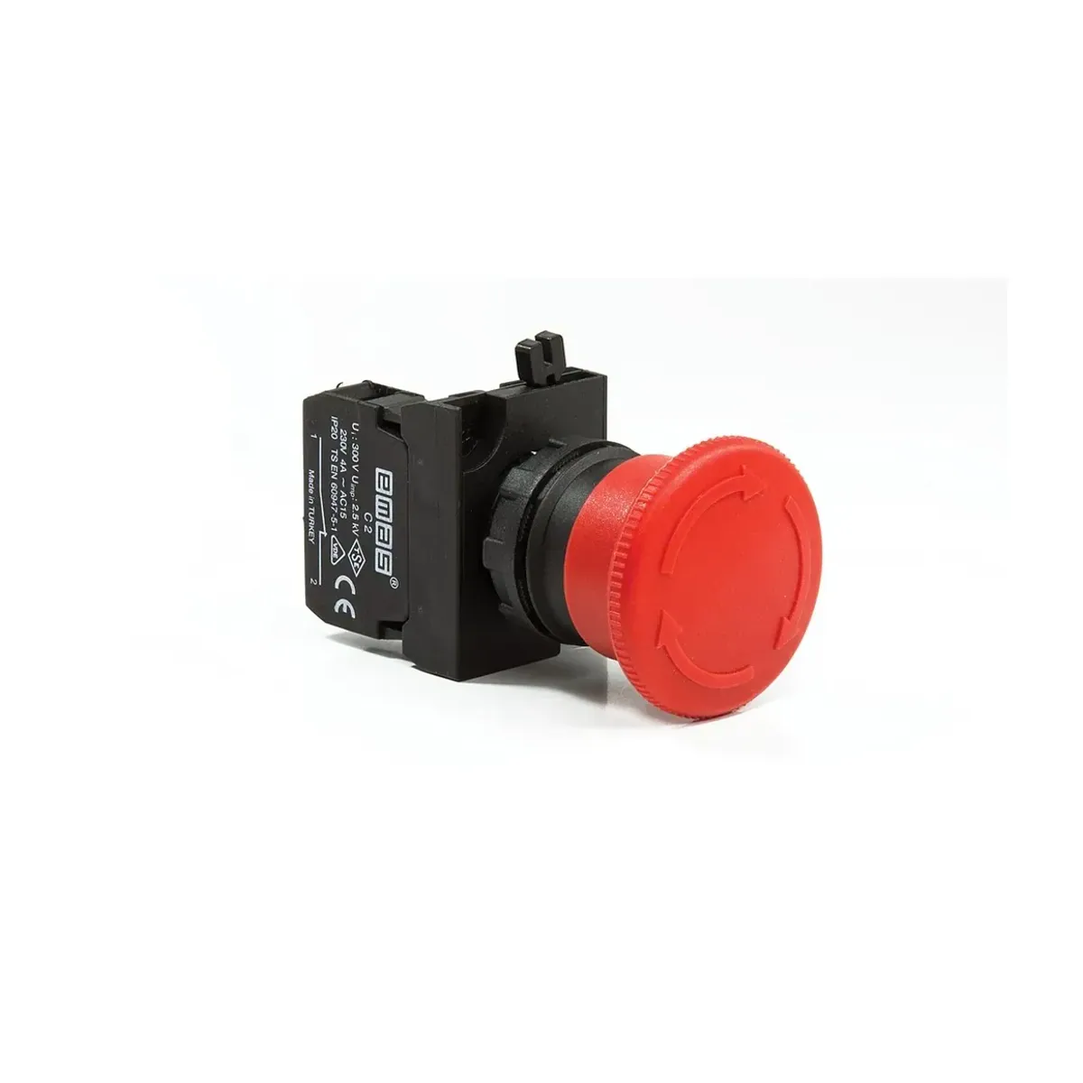 Emas CP Series Plastic Emergency Stop Twist-Release Type Head 40mm Push Button 1NC Red 22mm IP65