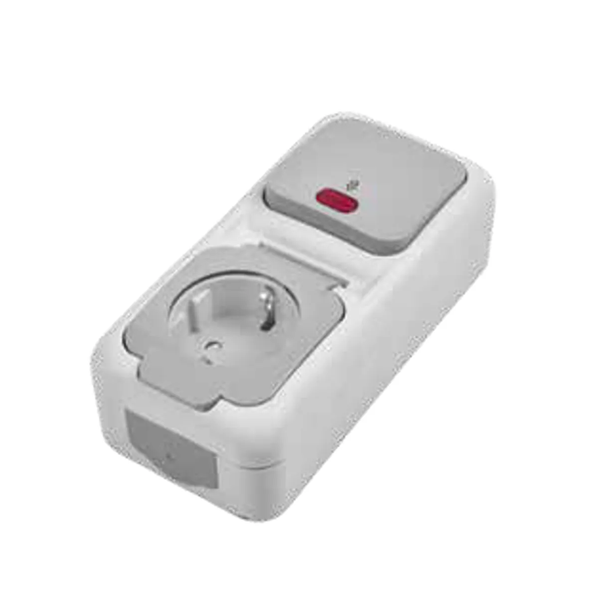 Viko 90555966 Palmiye White Vertical Illuminated Two-Way Switch + Grounded Socket with Transparent Cover IP54