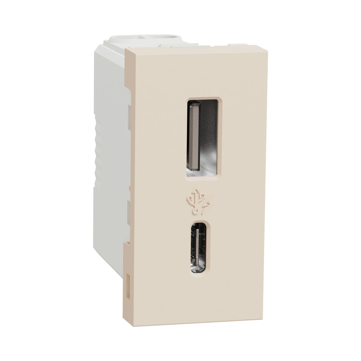 Schneider Electric NU301644 Yeni Unica, USB Charging Socket 1 module Type A+C 15W, Cream