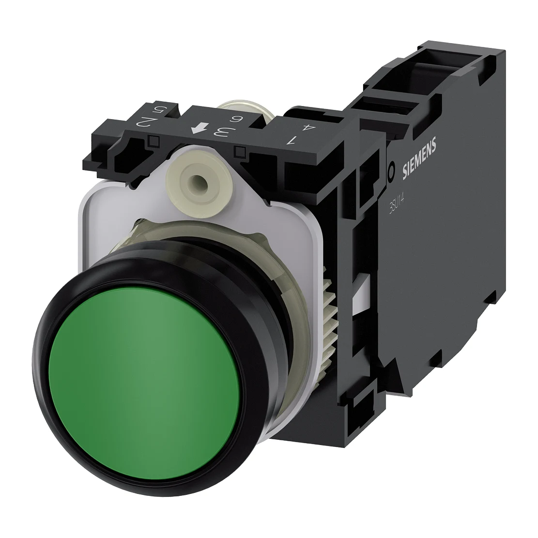 Siemens 3SU1100-0AB40-1FA0 Control Push Button Green NO+NC