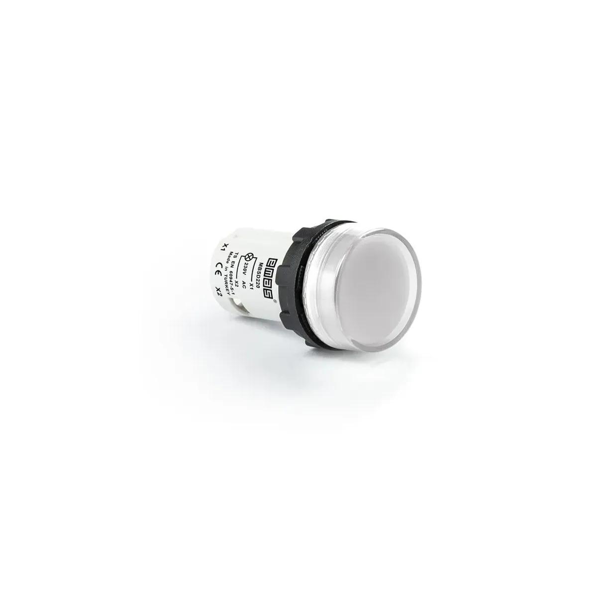 Emas MB Series Plastic LED Flat Glass Monoblock Round 220V AC White 22mm Pilot Light IP50