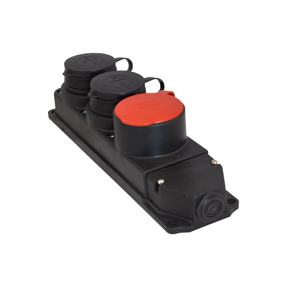 TP Elektrik 3104-315-0300 3x25A Rubber Triple Group Socket / 1 pcs (3x25) + 2 pcs (1x16), IP 44, Black