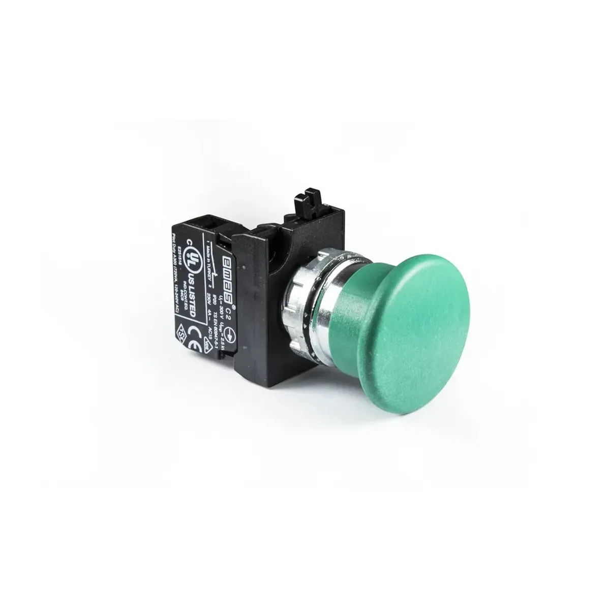 Emas CM Serisi Metal Mantar Yaylı Tip Yeşil Buton 1NC 22mm IP65