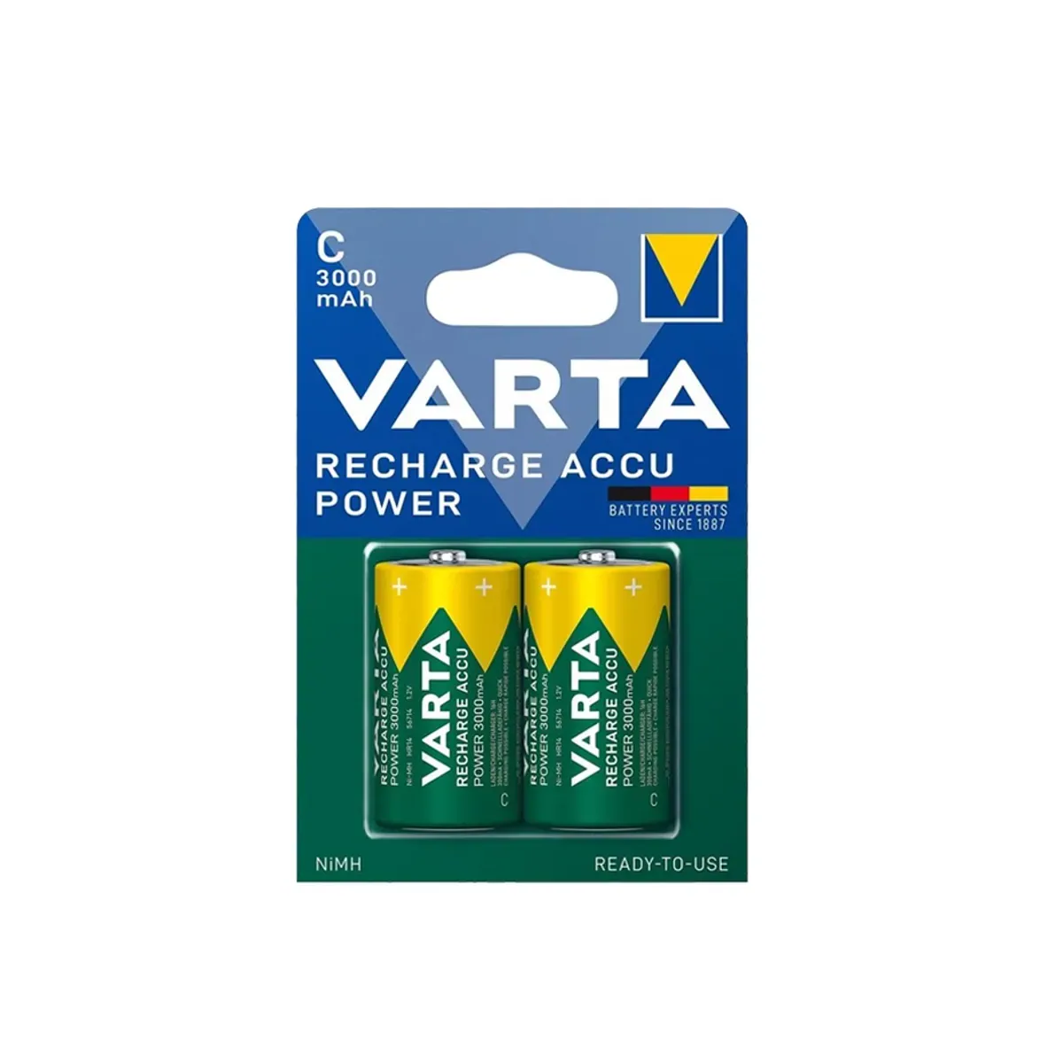 Varta C 3000mAh 1.2V NiMH 2-Pack Recharge Accu Power Rechargeable Battery