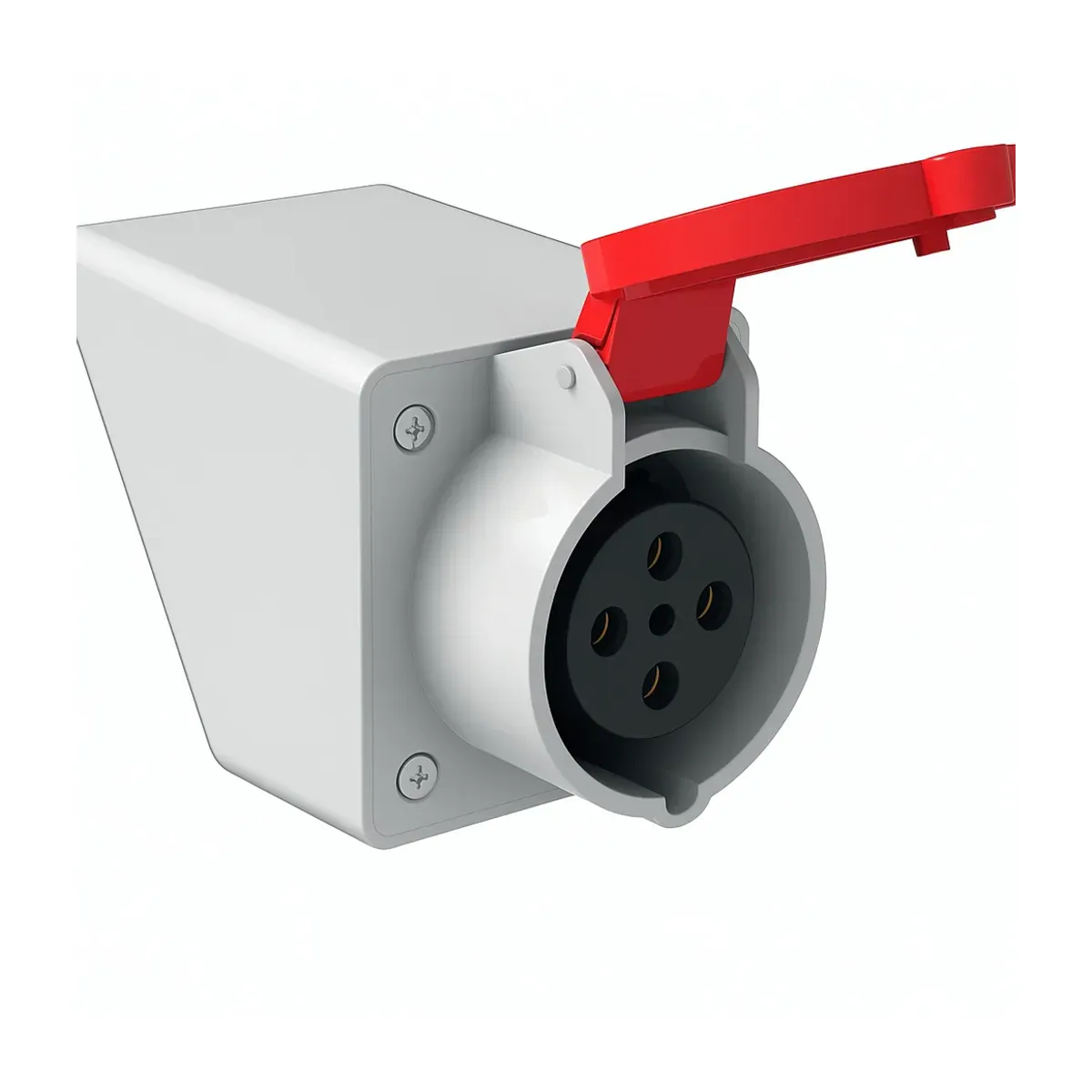 Tem 544.332.152 32A Three-Phase Rubber Angled Enclosed Wall Socket IP44