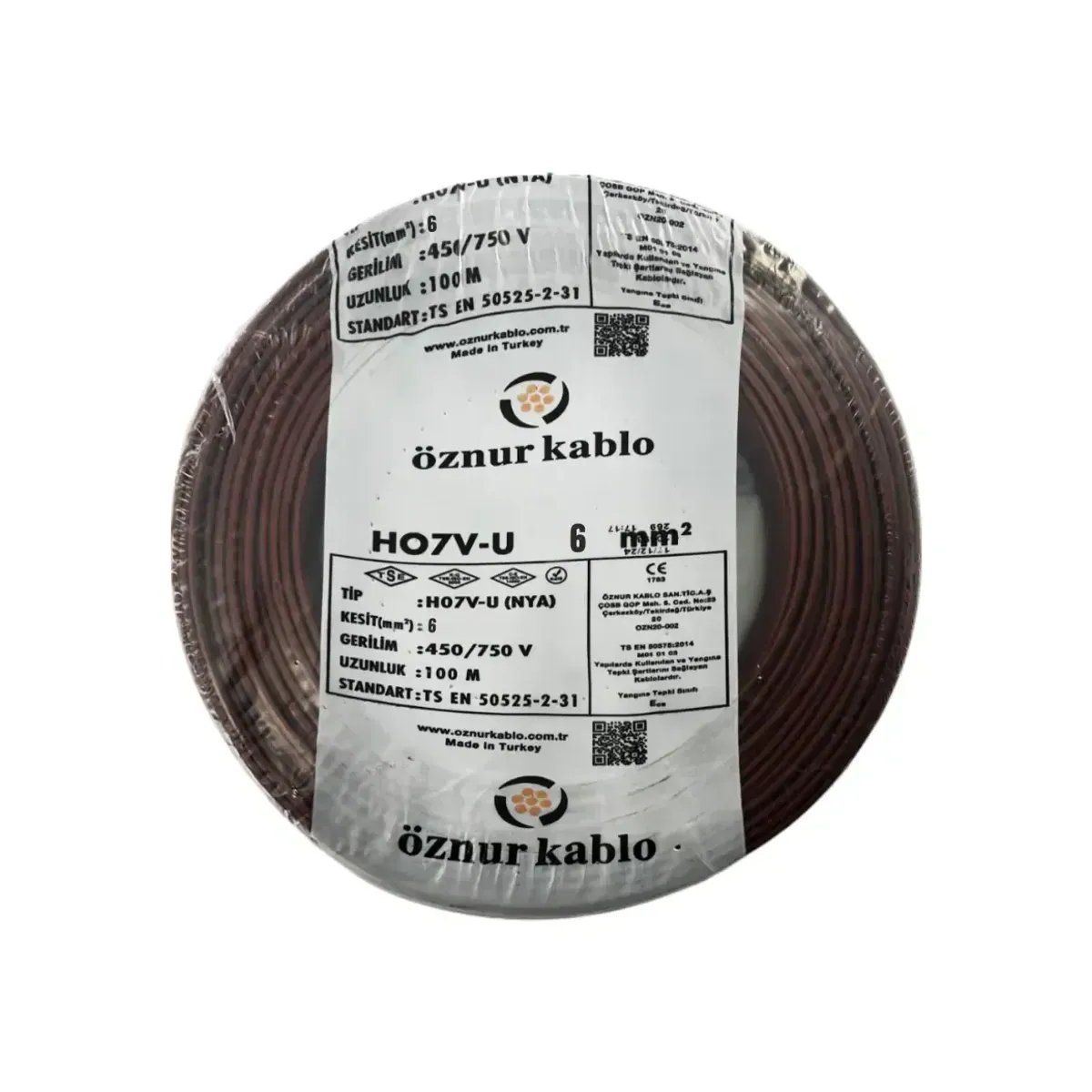 Öznur NYA 1x6 mm2 H07V-U Brown Cable