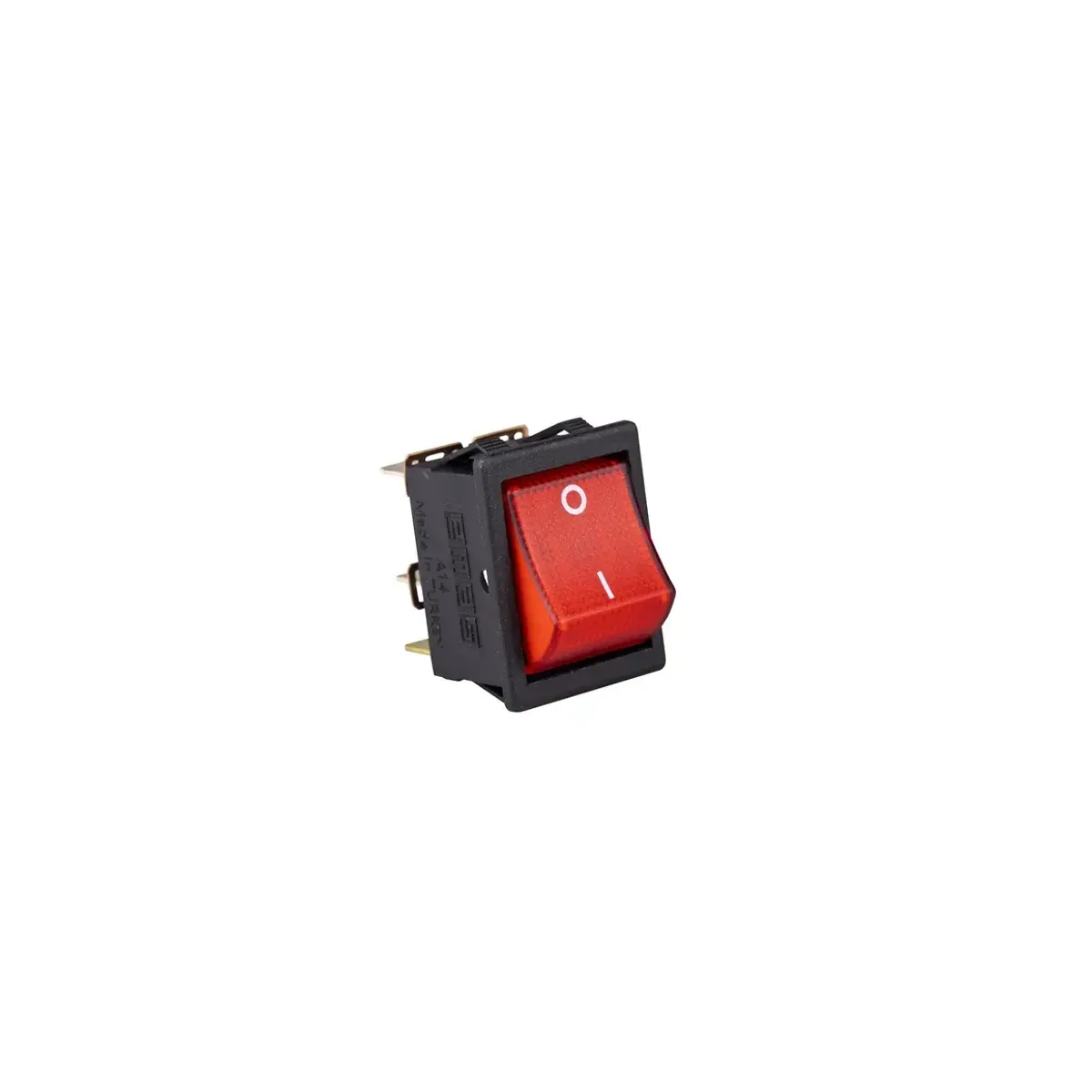 Emas A14 Series 30x22mm Black Housing 2NO Illuminated Terminal Bridged (0-I) Printed Red Switch