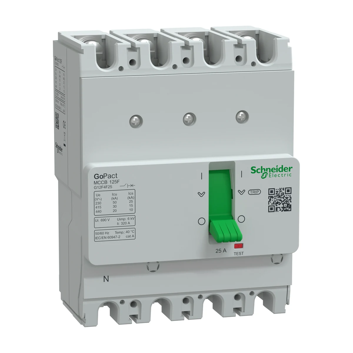 Schneider Electric G12F4F25 GOMCCB 125F 4P4D 25A Sabit — üretici ürün görseli