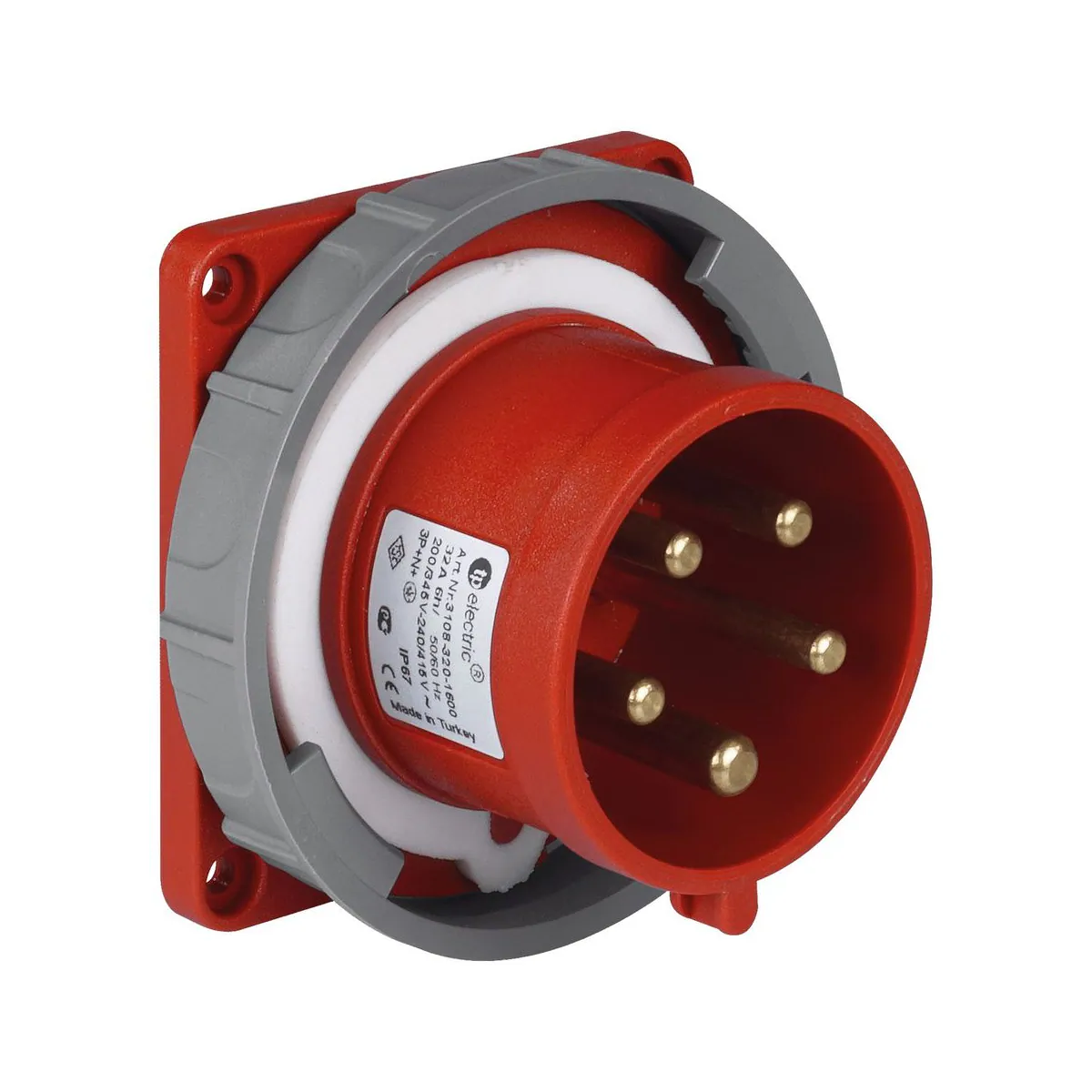 TP Elektrik 3008-320-1600 CEE 5x32A Makine Fişi (düz) (83x90), IP 67, 6h