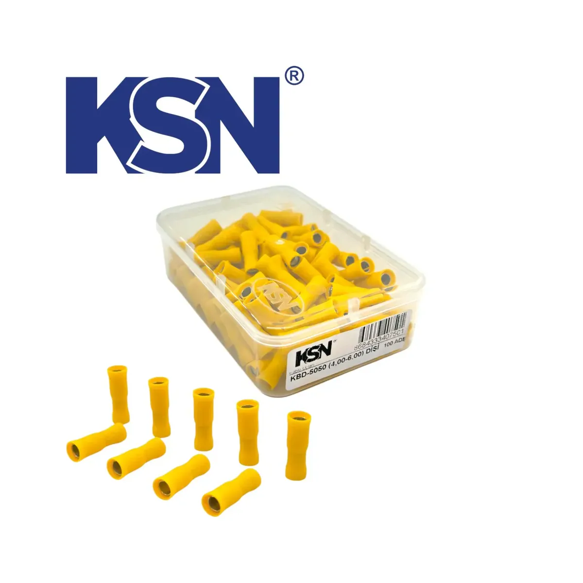 4.00-6.00mm2 Female Insulated Yellow Terminal KBD-5050 (100 pcs/Box)