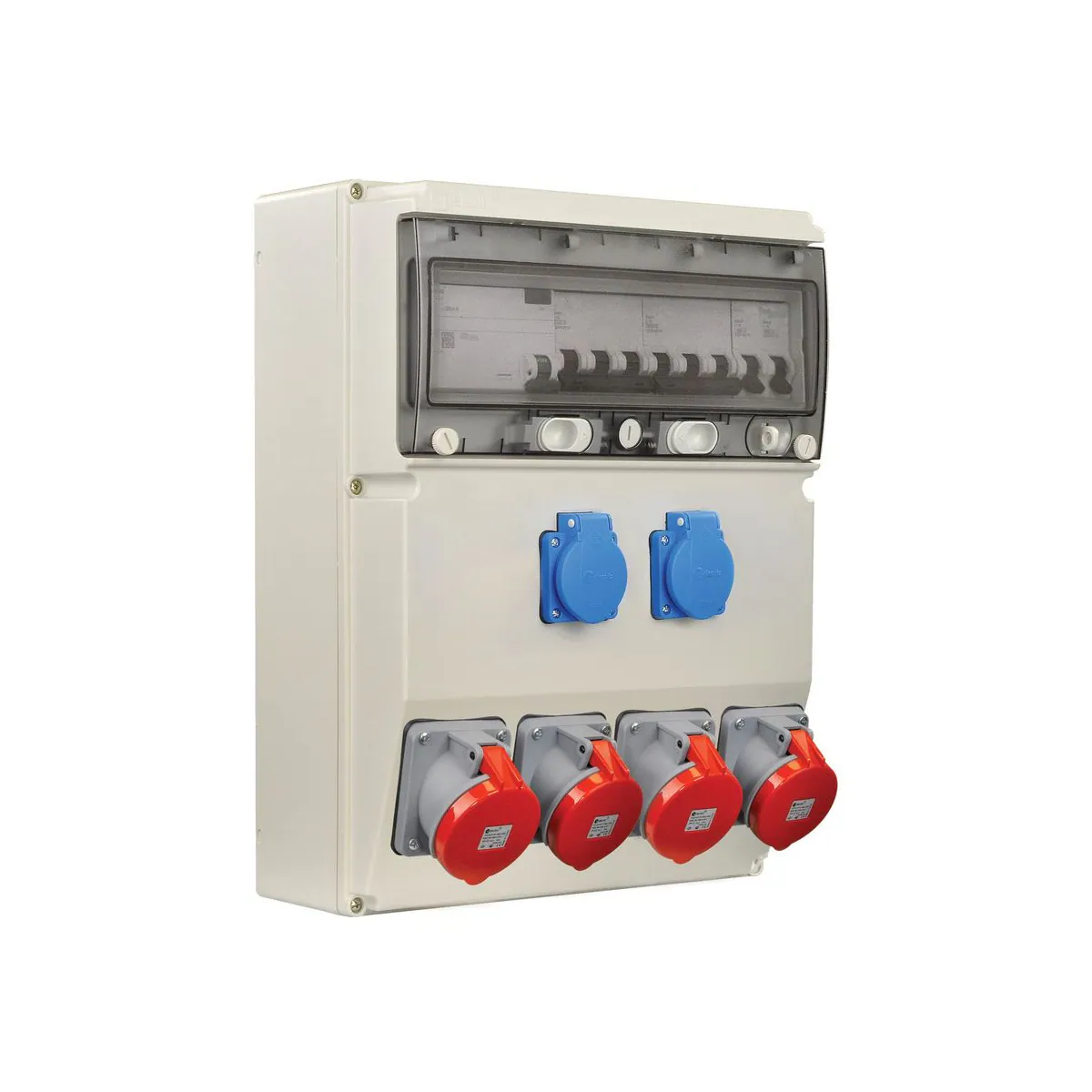 TP Elektrik 3369-002-3341 300x400 Priz Montajlı Kombinasyon Kutusu, 5x63A ve 1x16A Prizli, Sigortalı, Kaçak Akımlı, Kablajlı, IP 66