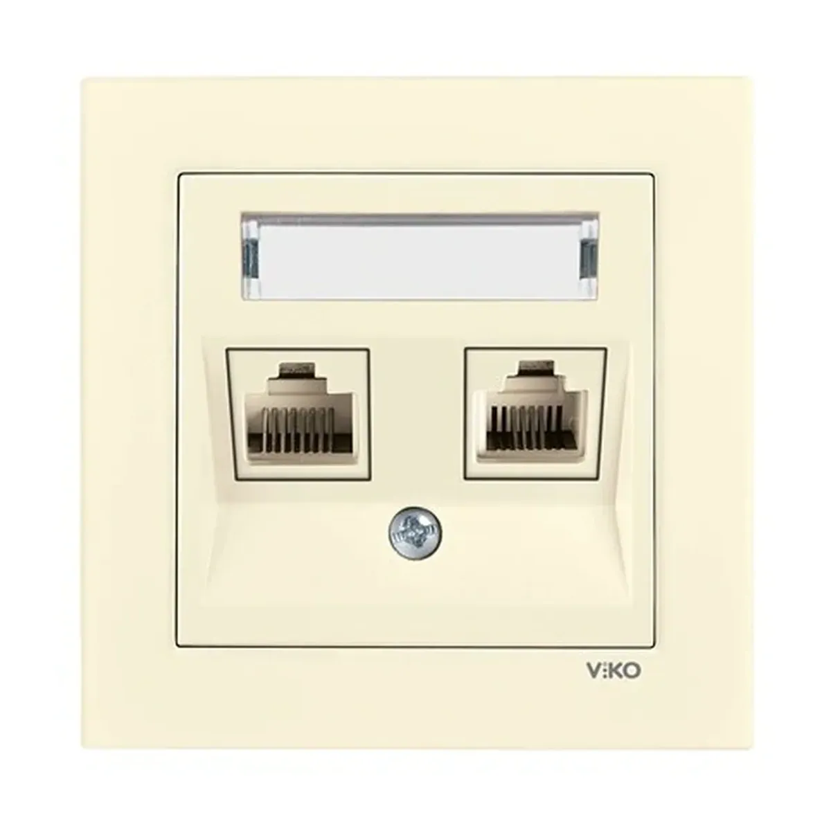 Viko Karre 55 Double Labeled Cream Data-Numeris Telephone Socket (RJ45 CAT6 - RJ11)