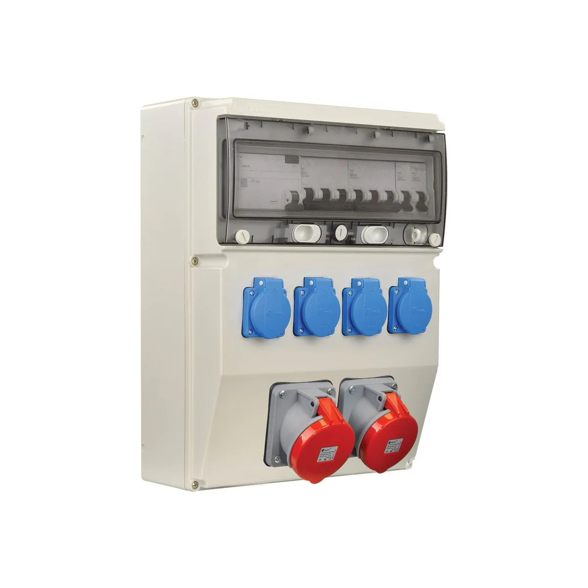TP Elektrik 3369-004-3321 300x400 Combination Box with Mounted Socket, with 5x63A and 1x16A Sockets, Fused, RCD-Protected, Pre-Wired, IP 66