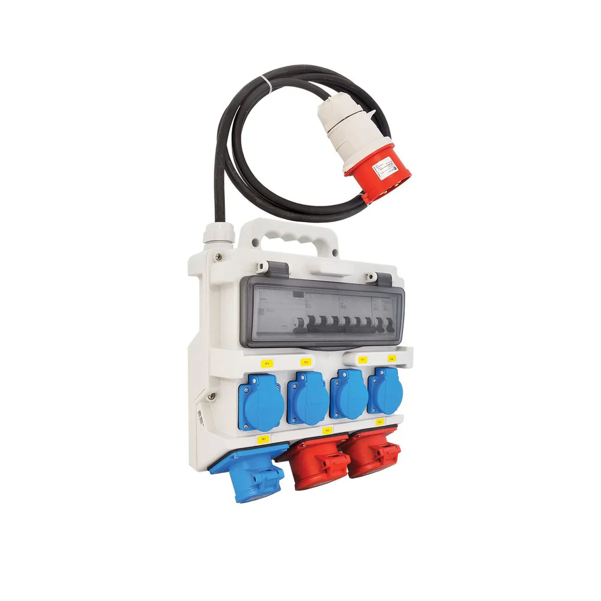 TP Elektrik 3375-400-2472 280x260 Priz Montajlı Kombinasyon Kutusu, 1x16A ve 3x32A ve 5x32A Prizli, Seyyar, Kaçak Akımlı, IP 44