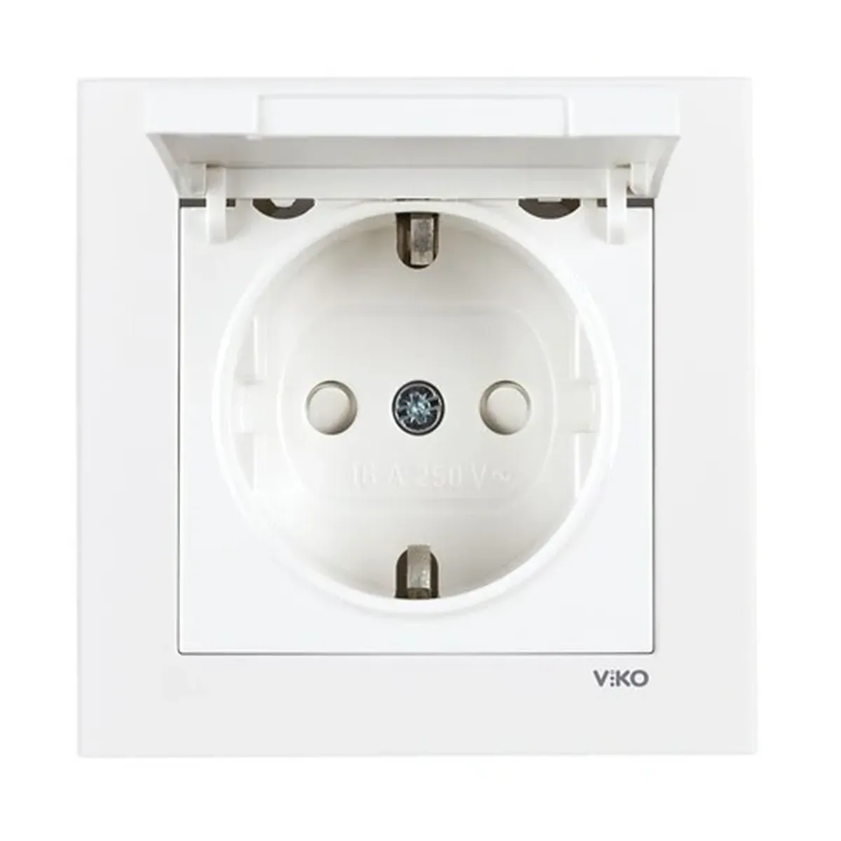 Viko Karre 55 White Labeled Child-Safe Grounded Socket with Cover.