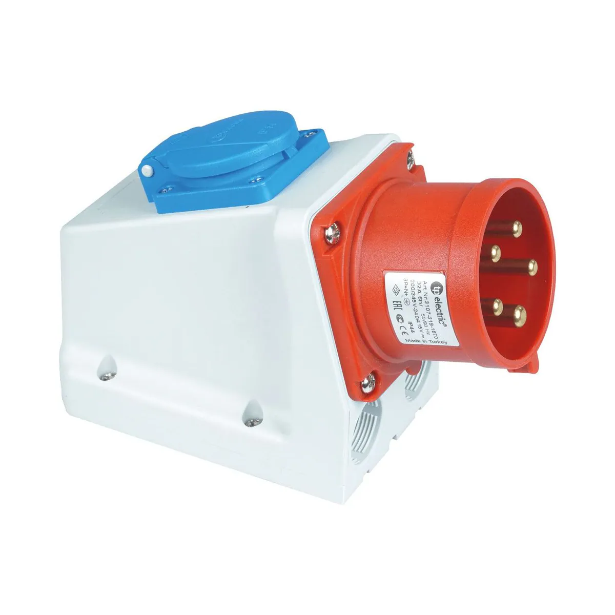 TP Elektrik 3105-650-1600 CEE 5x16A Combi Wall Plug, IP 44, 6h