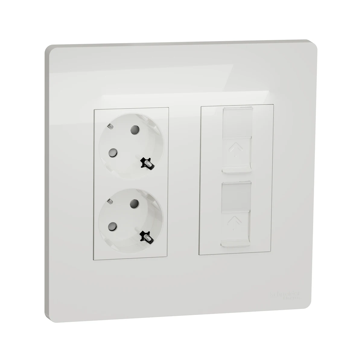 Schneider Electric NU112118 2-kolon x 4-modül Çalışma İstasyonu 2xPriz + 2xRJ45, Beyaz — üretici ürün görseli
