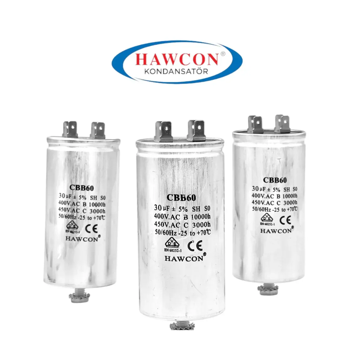 7 uF 400-450V 35x65 Daimi Devre Motor Kondansatörü Plastik Tüp Vidalı Terminalli