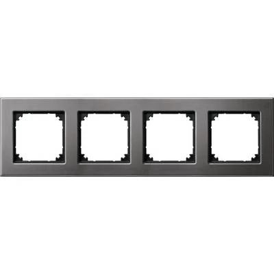 Schneider Electric 475414 4-Gang Frame, M-Elegance Glass, Rhodium Gray