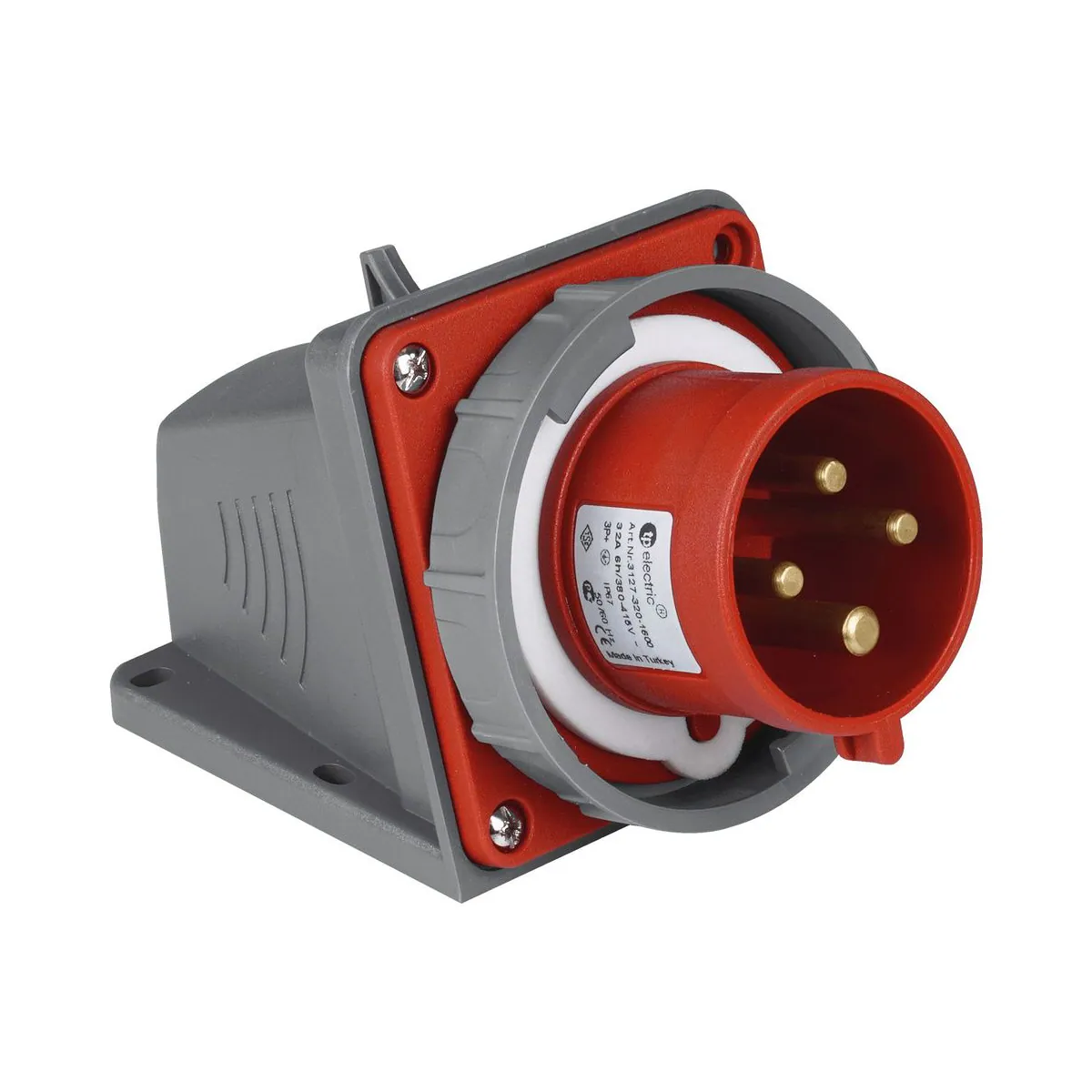 TP Elektrik 3023-312-1600 CEE 4x16A Wall Plug, IP 67, 6h