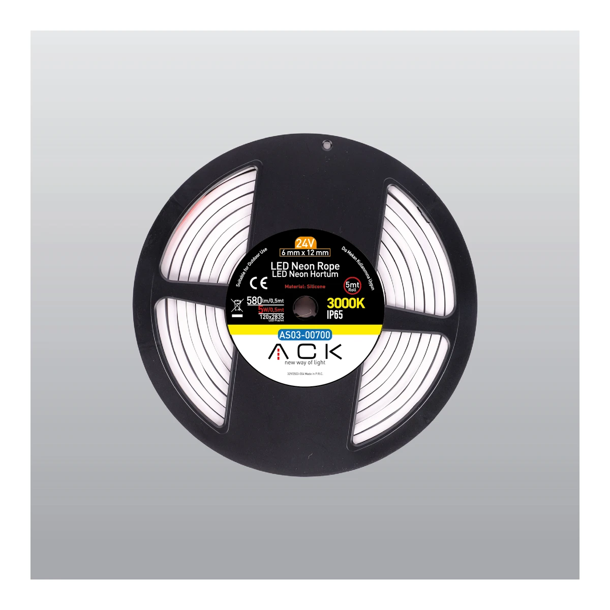 ACK AS03-00700 Dimlenebilir 12V/24V LED Neon Hortum 10W/mt 3000K — temsili üretici aile görseli