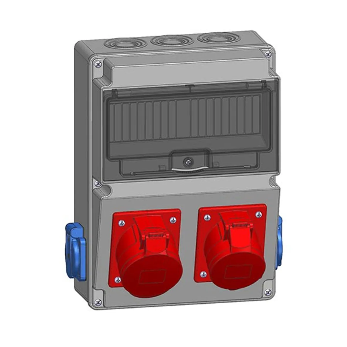 Mete Enerji 70035050B002 2 adet 4x16A IP44 Eğik Makine Prizi Önde + 2 adet 1x16A IP44 Pano Prizi Yanda