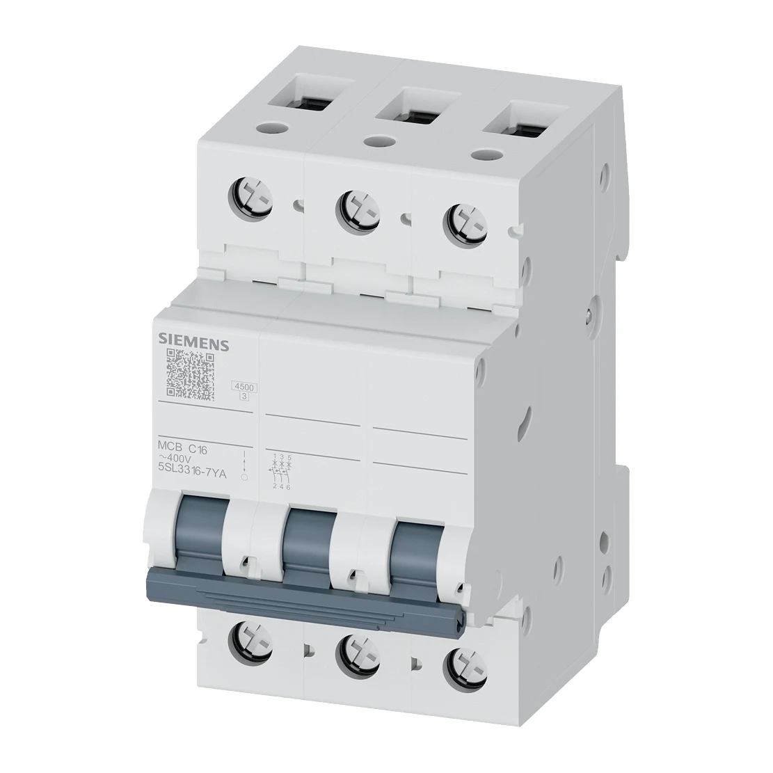Siemens 5SL3316-7YA Miniature Circuit Breaker 16 A 3-Pole C Characteristic 4.5 kA
