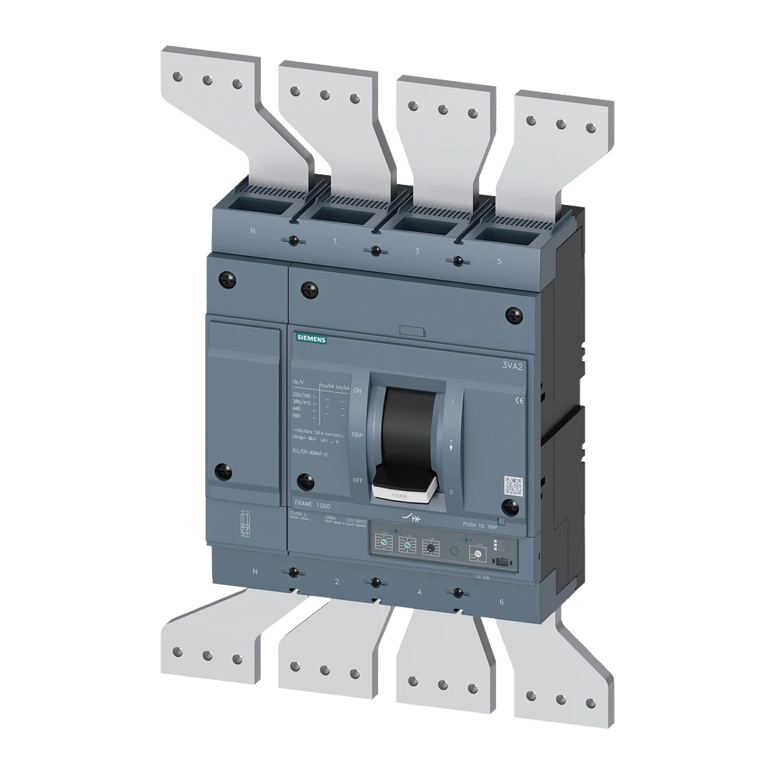 Siemens 3VA2612-5HL42-0AA0 Molded Case Circuit Breaker 1250 A 500 ... 1250 A 4-Pole 55 kA