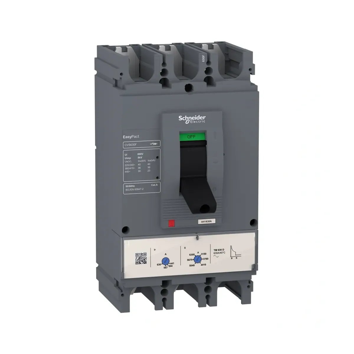 Schneider LV540306 400A Easypact 36kA CVS400F TM400D Adjustable Molded Case Circuit Breaker 3P 380VAC