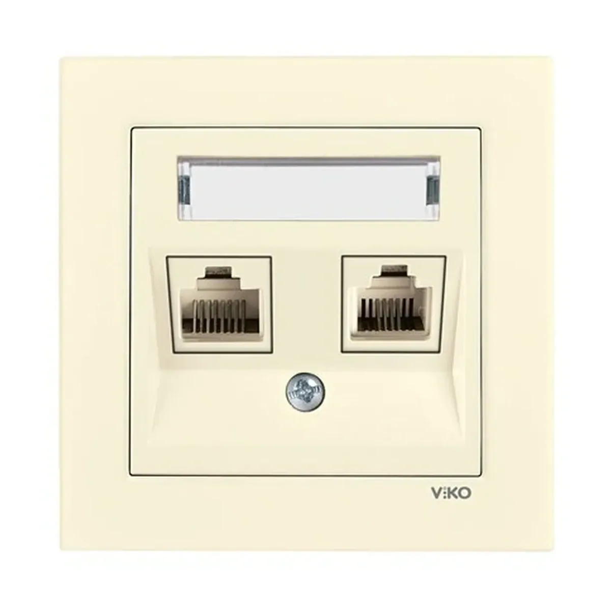 Viko Karre 55 Double Labeled Cream Data-Numeris Telephone Socket (RJ45 CAT5E - RJ11)