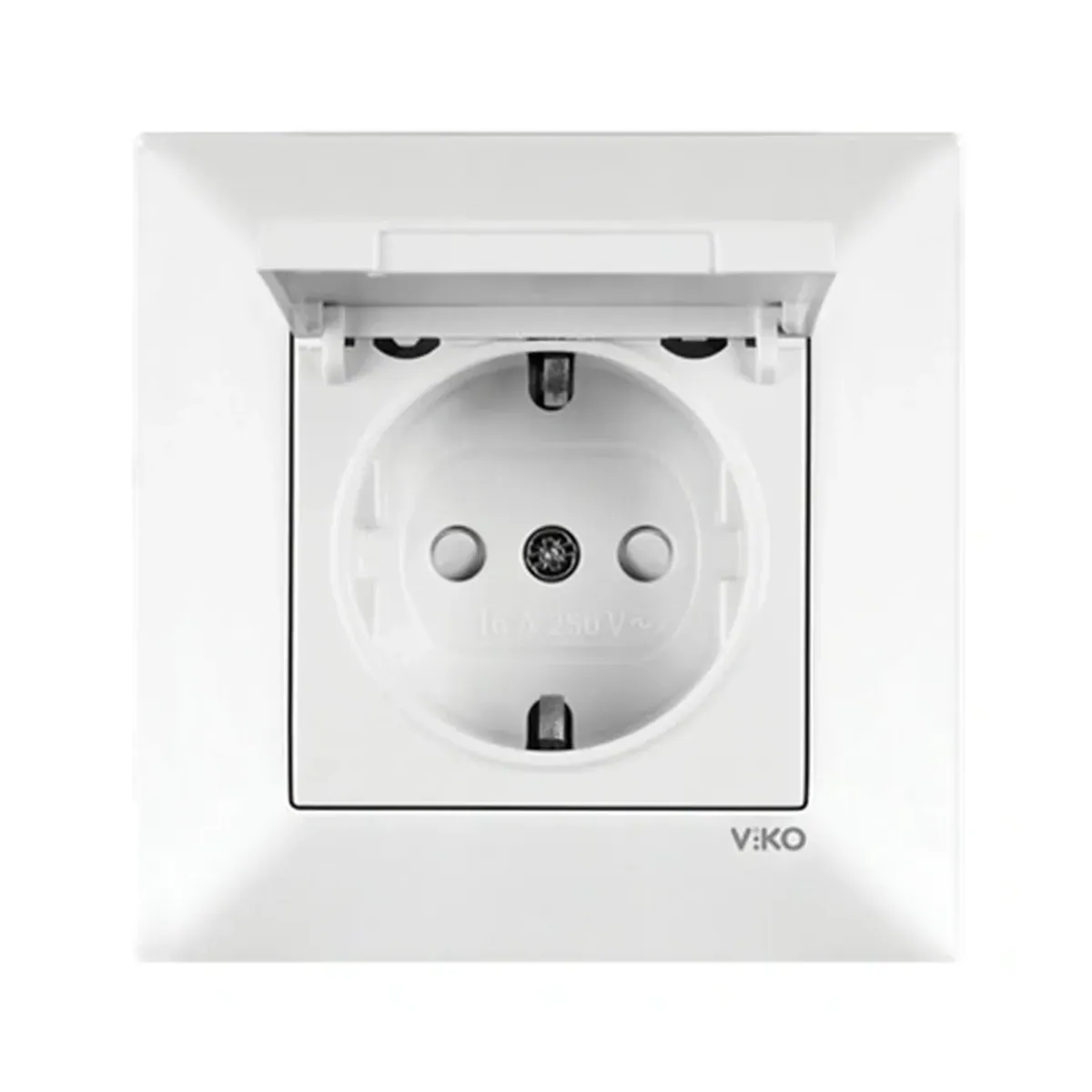 Viko Karre Meridian White Grounded Socket with Cover, Child-Protected