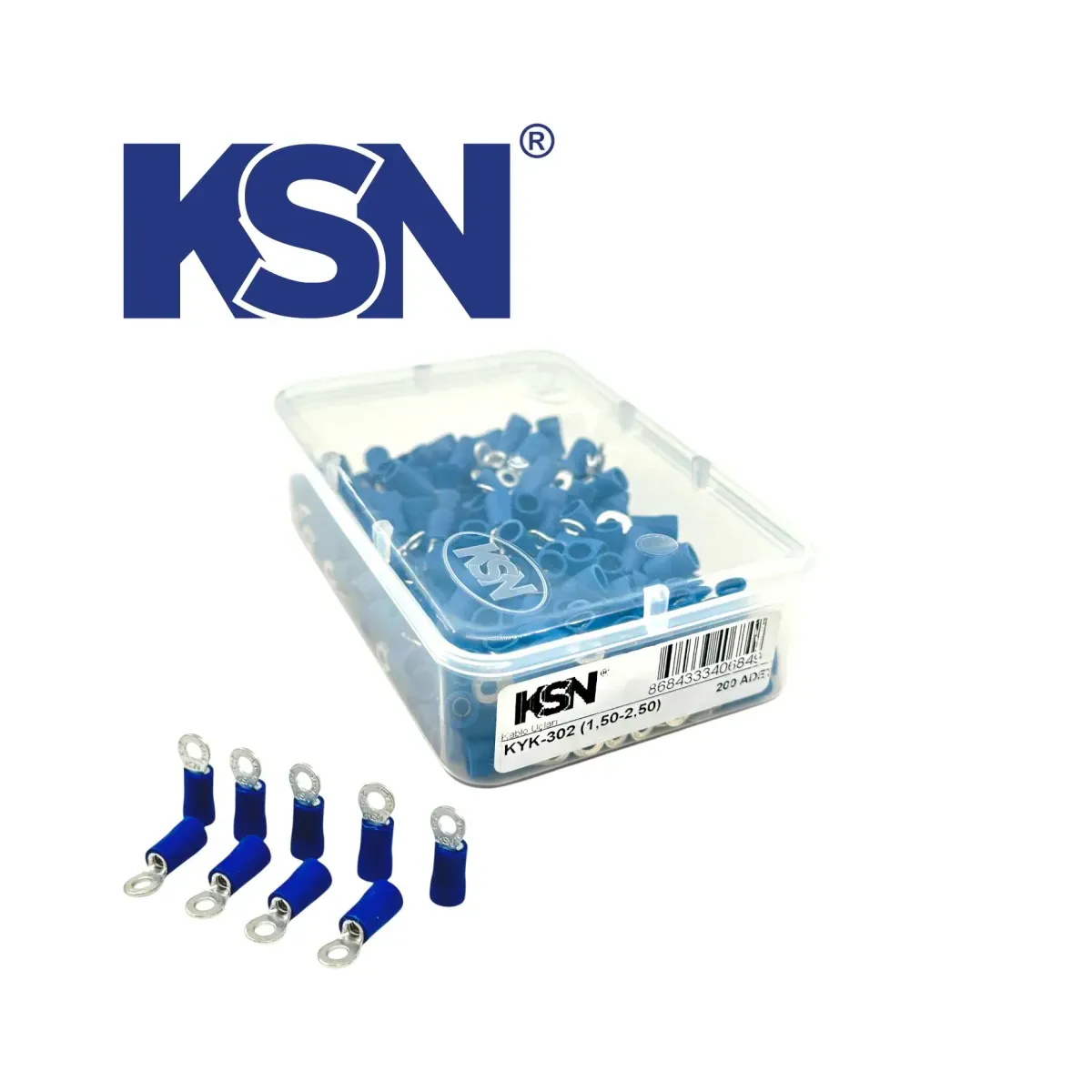 1.50-2.50mm2 Insulated Ring Type Blue Cable Terminal KYK-302 (200 pcs/Box)