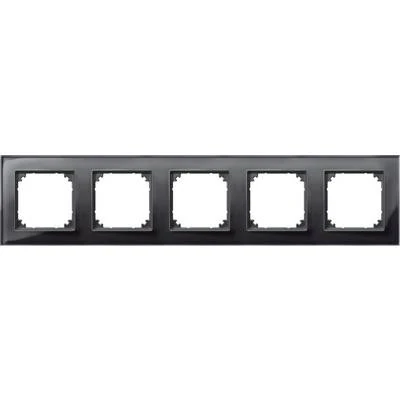 Schneider Electric 489503 Five-Gang Frame, M-Elegance Glass, Onyx Black