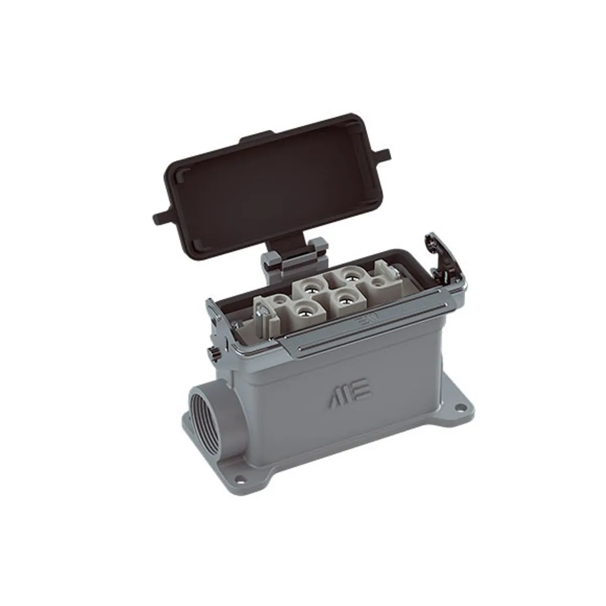 Mete Enerji 403764S 4/2x80/16A Multi Wall Socket Dual Entry Single Metal Latch Hinged Cover