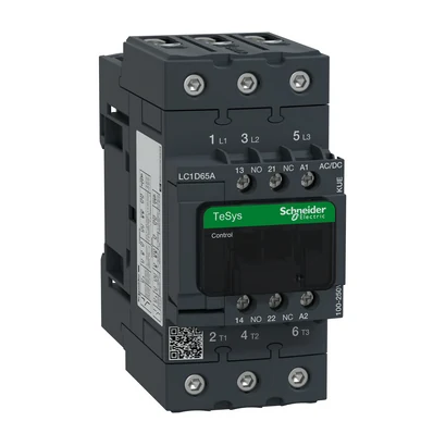 Schneider Electric LC1D65AKUE TeSys Deca Green Contactor 3P 65A AC3 100-250VAC/DC