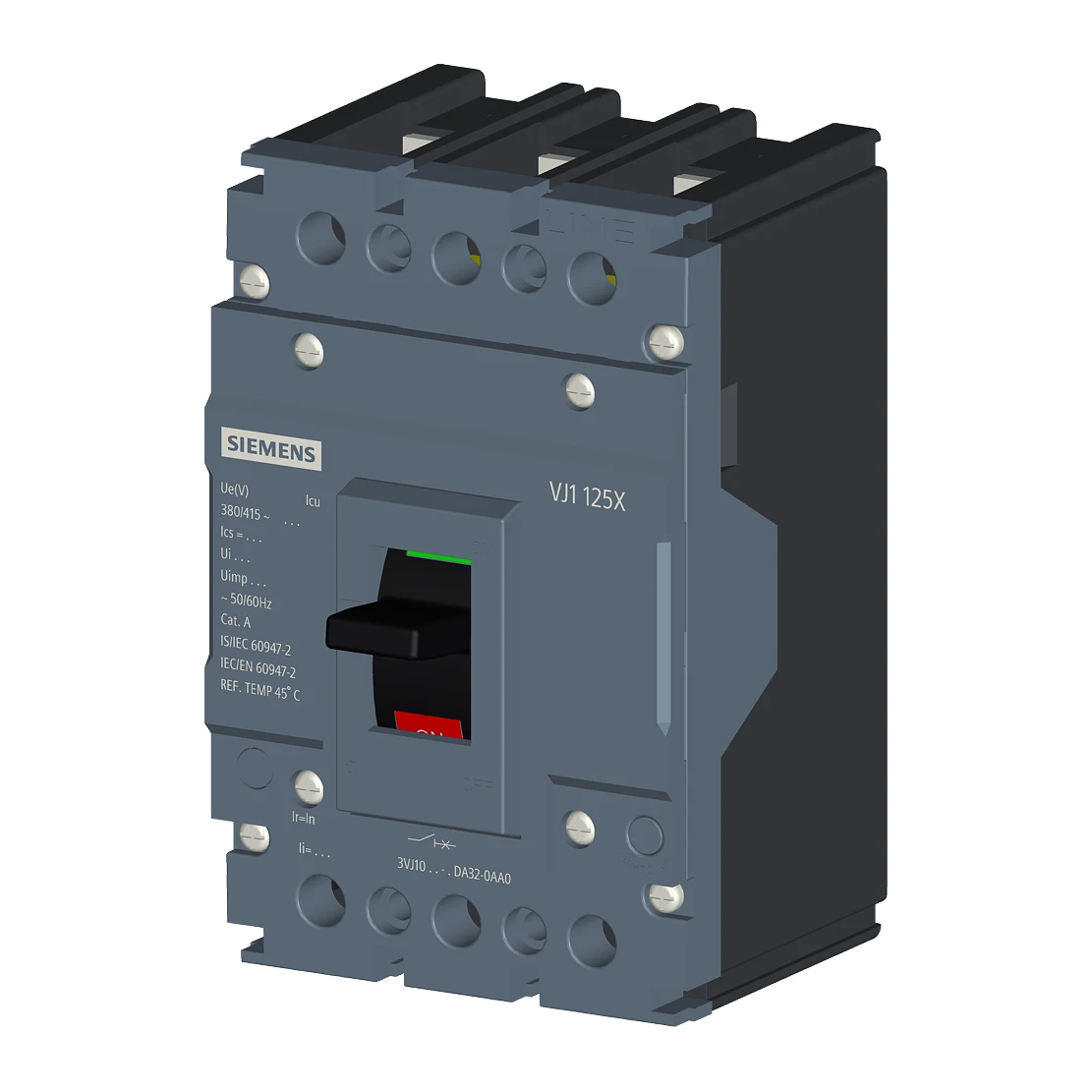 Siemens 3VJ1005-1DA32-0AA0 Molded Case Circuit Breaker 50 A 50 A 3-Pole 18 kA