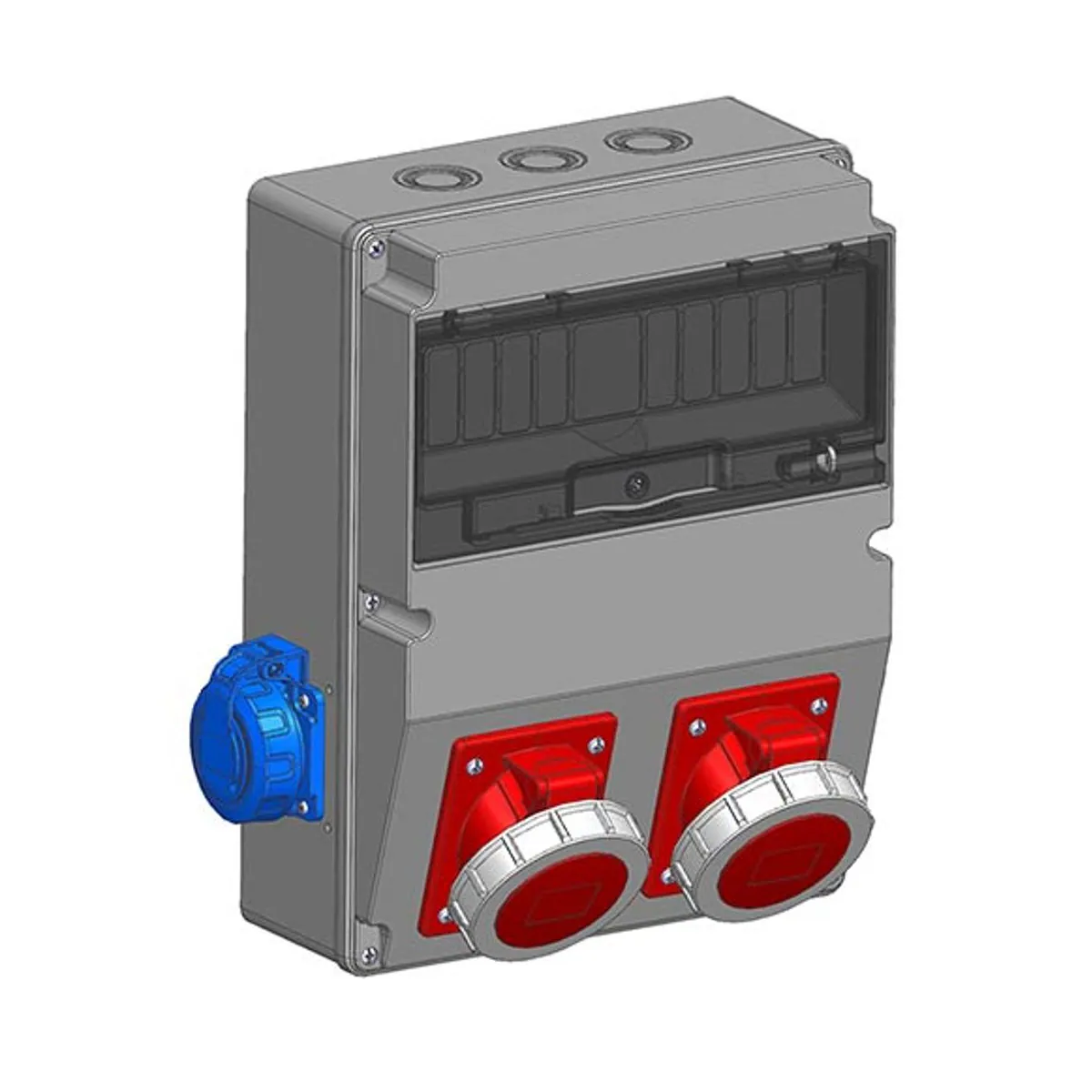 Mete Enerji 7006505CB503 2 pcs 5x16A IP67 Angled Machine Socket on Front + 2 pcs 1x16A IP66/68 Panel Socket on Side