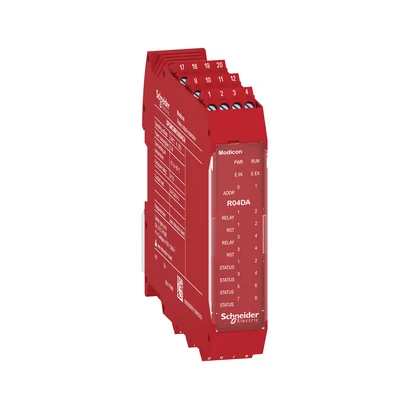 Schneider Electric XPSMCMRO0004DA Safety Relay Output Module, 4 safety relay output module with expansion bus connection, 4 independent safety relay outputs with expansion module