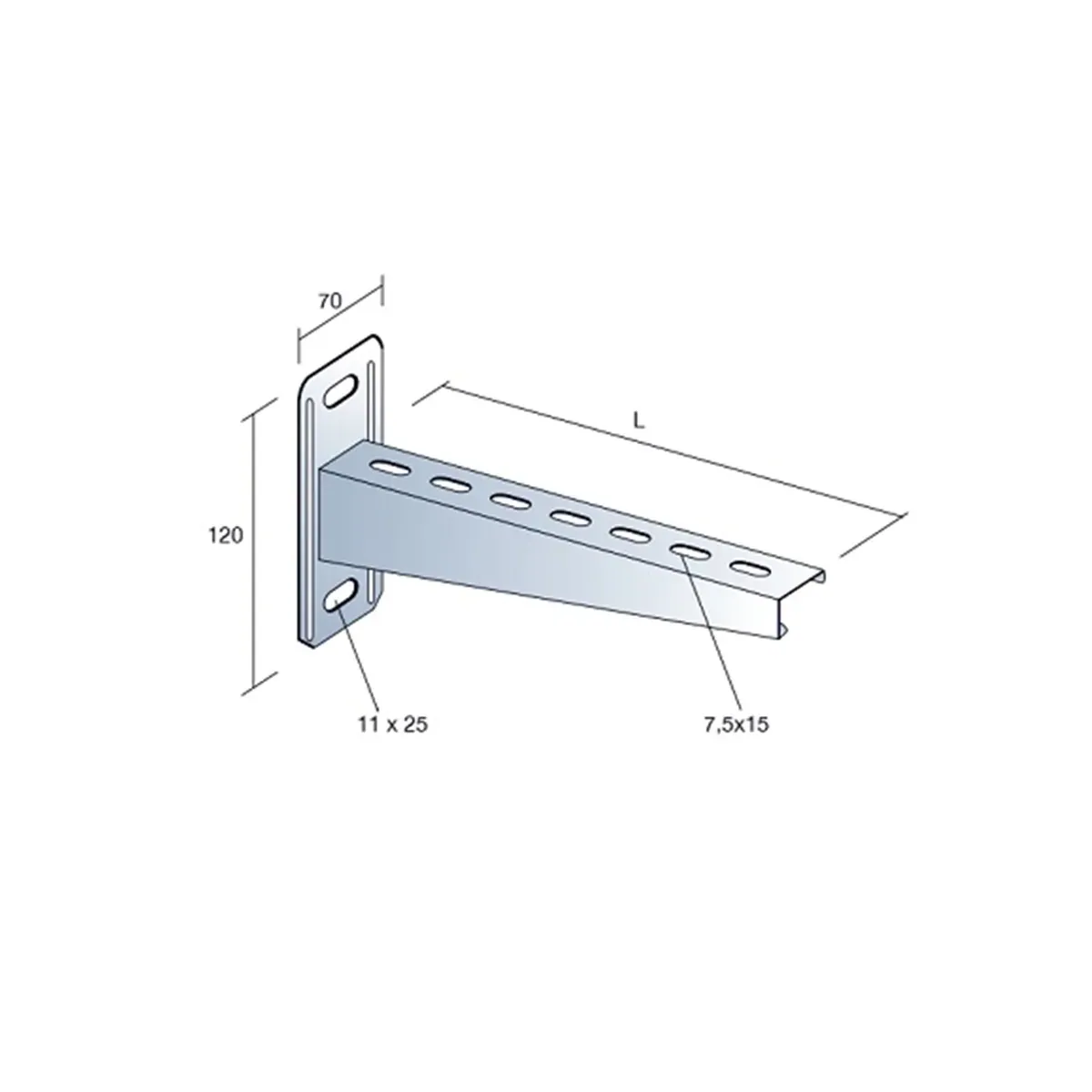 UKS U Support Bracket 200x1.5mm Pre-Galvanized