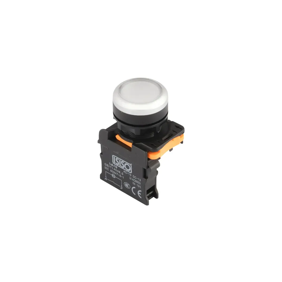 Isıso IA5-11D-24 Spring-Return Push Button, Yellow, 1 NO, Illuminated, 24 V AC/DC
