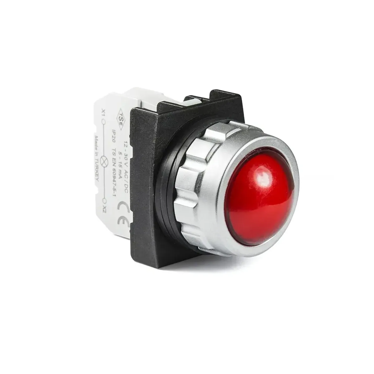 Emas H Series Plastic LED 12-30V AC/DC Red Pilot Light 30mm IP50