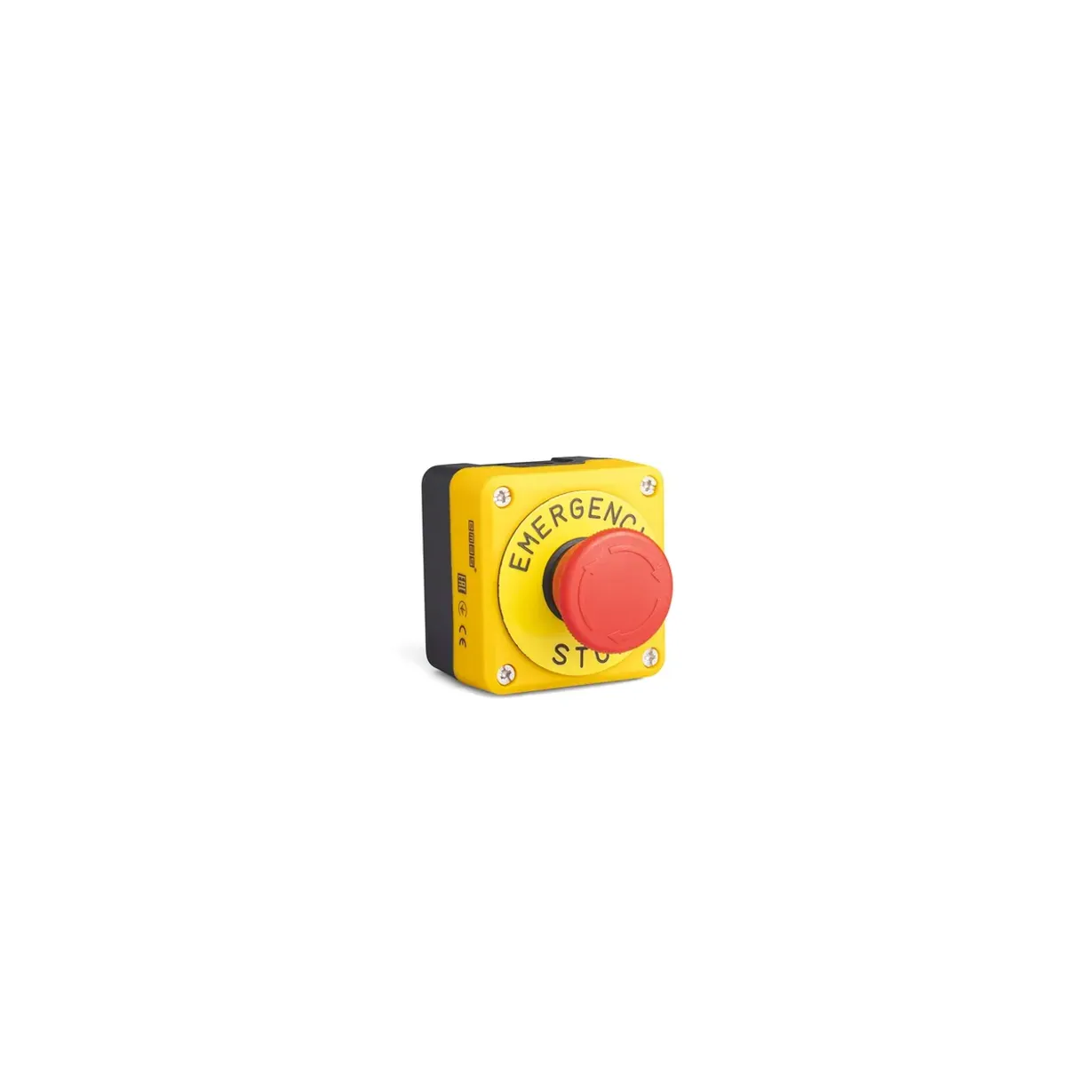 Emas P Series Plastic Emergency Stop Twist-Release Type Red Button C4BK (NC)+BET60P Yellow-Black 40mm Control Box P1EC400E40K