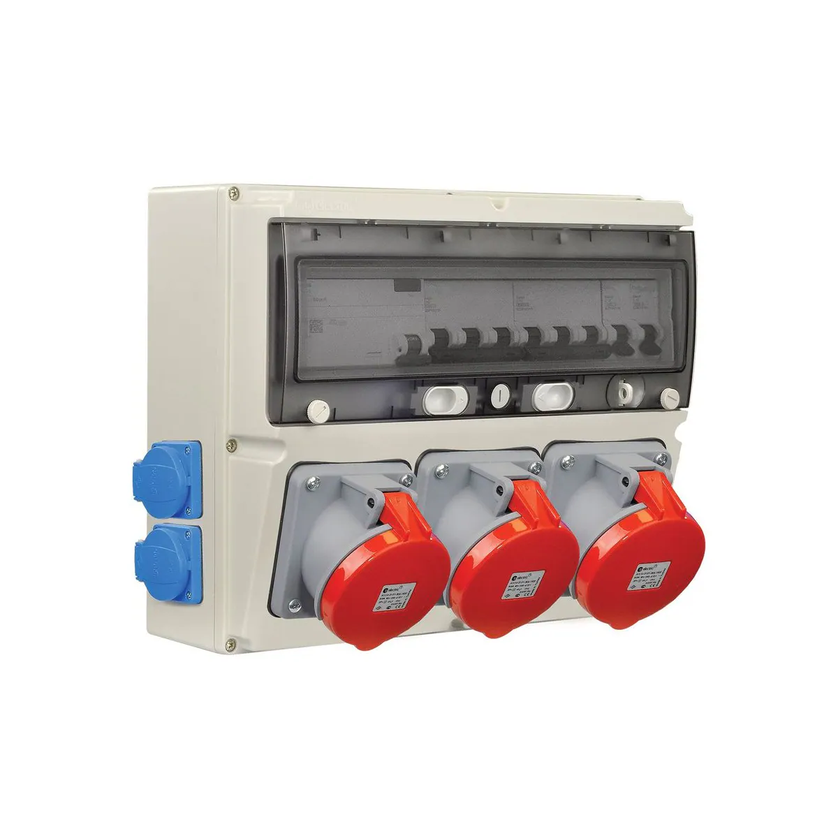 TP Elektrik 3359-004-3331 360x300 Combination Box with Mounted Socket, with 5x63A and 1x16A Sockets, Fused, RCD-Protected, Pre-Wired, IP 66