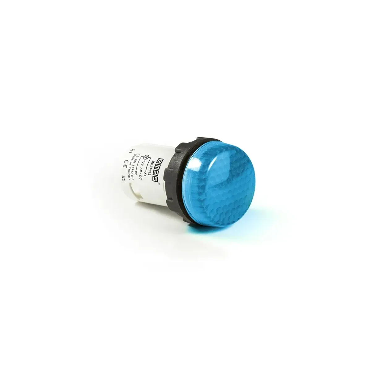 Emas MB Series Plastic LED Honeycomb Glass Monoblock Round 12V AC/DC Blue 22mm Pilot Light IP50